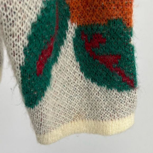 See and Be Seen floral wool mohair blend sweater roses cream red orange m - Picture 3 of 6